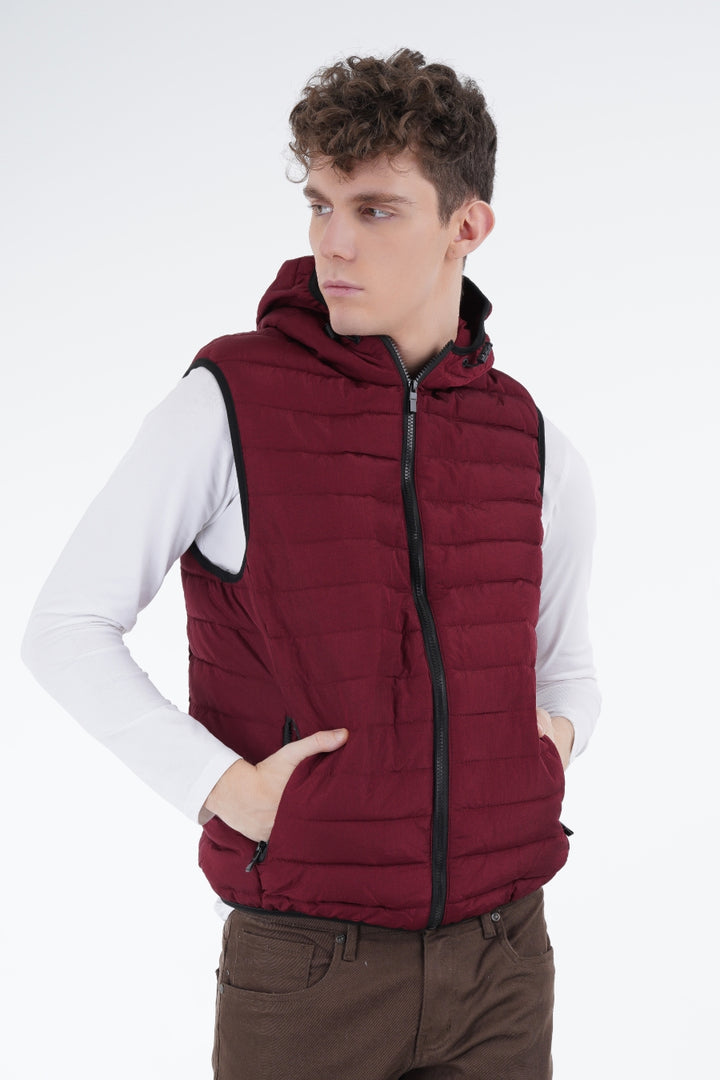 Maroon Hooded Gilet Equator