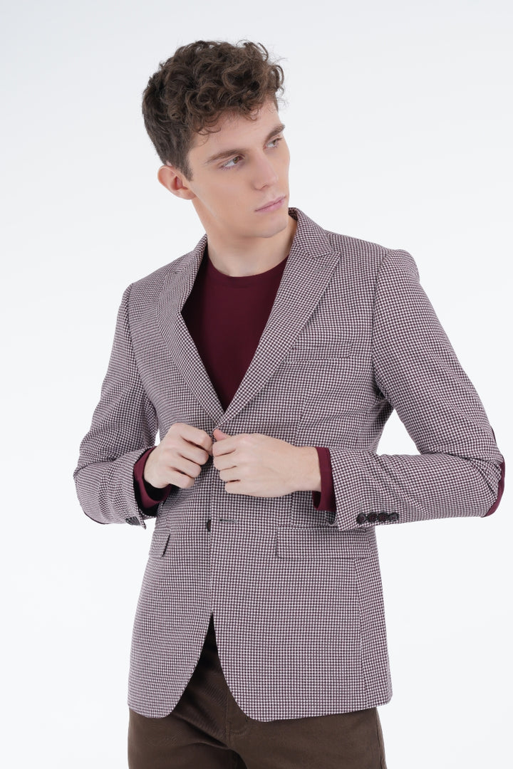 Maroon Pin Check Coat Equator