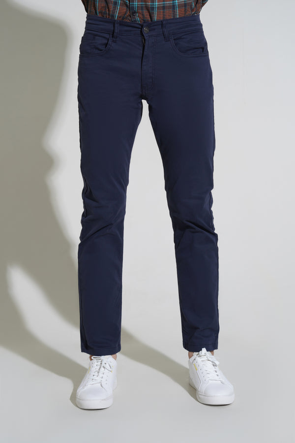 Indigo Cotton Pants-Smart Fit