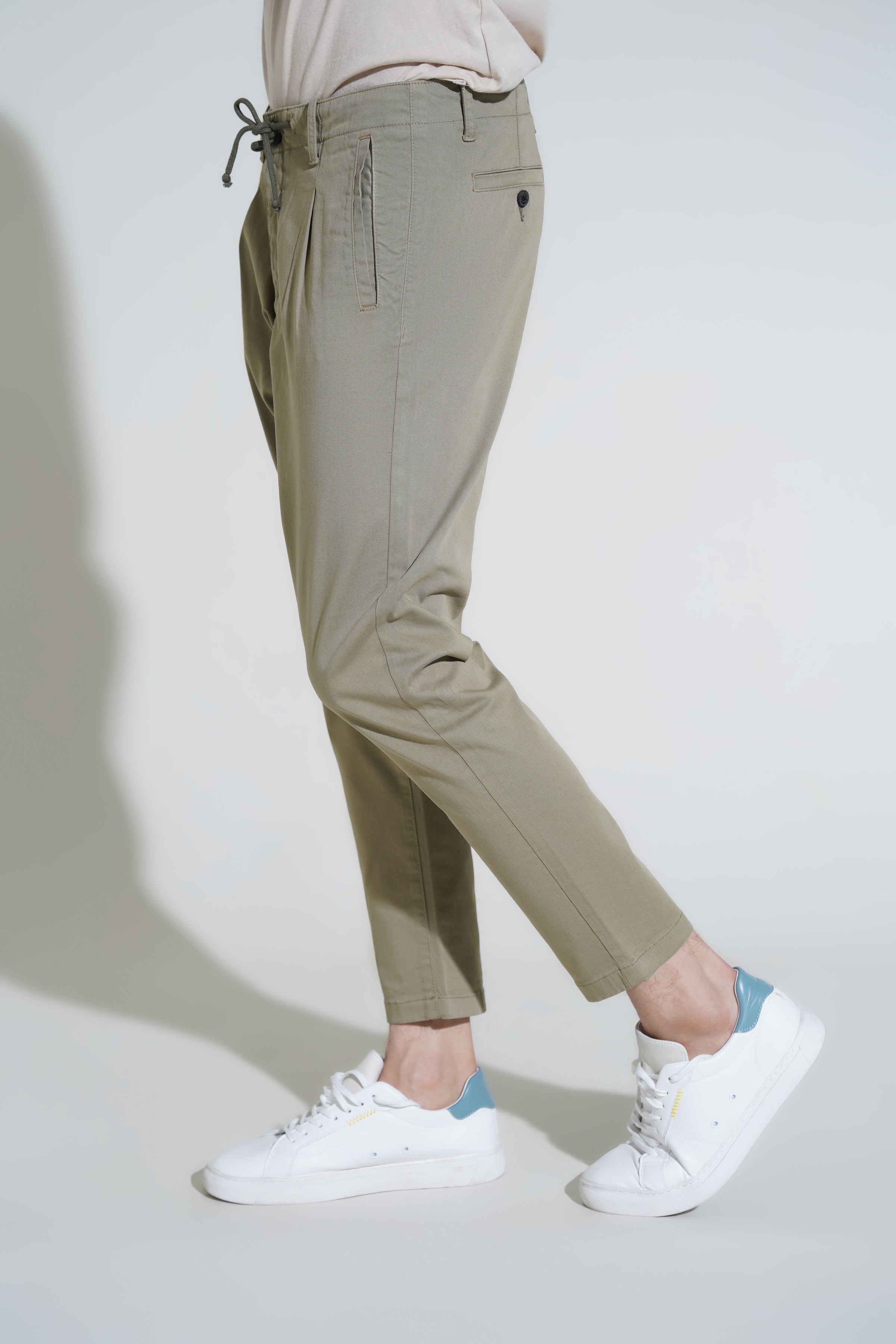 Light Green Cropped Fit Fashion Pant