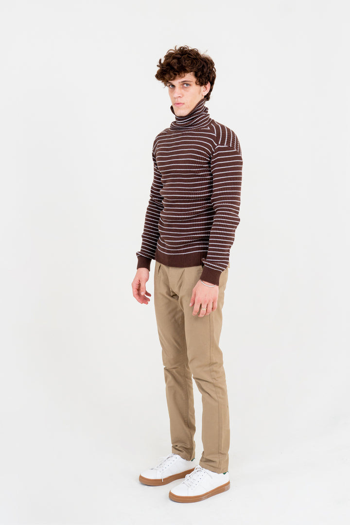 Brown Knit Roll Neck Equator