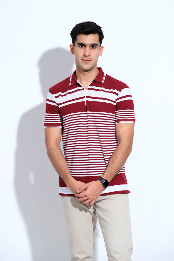 Maroon & White Gent's Polo Shirt
