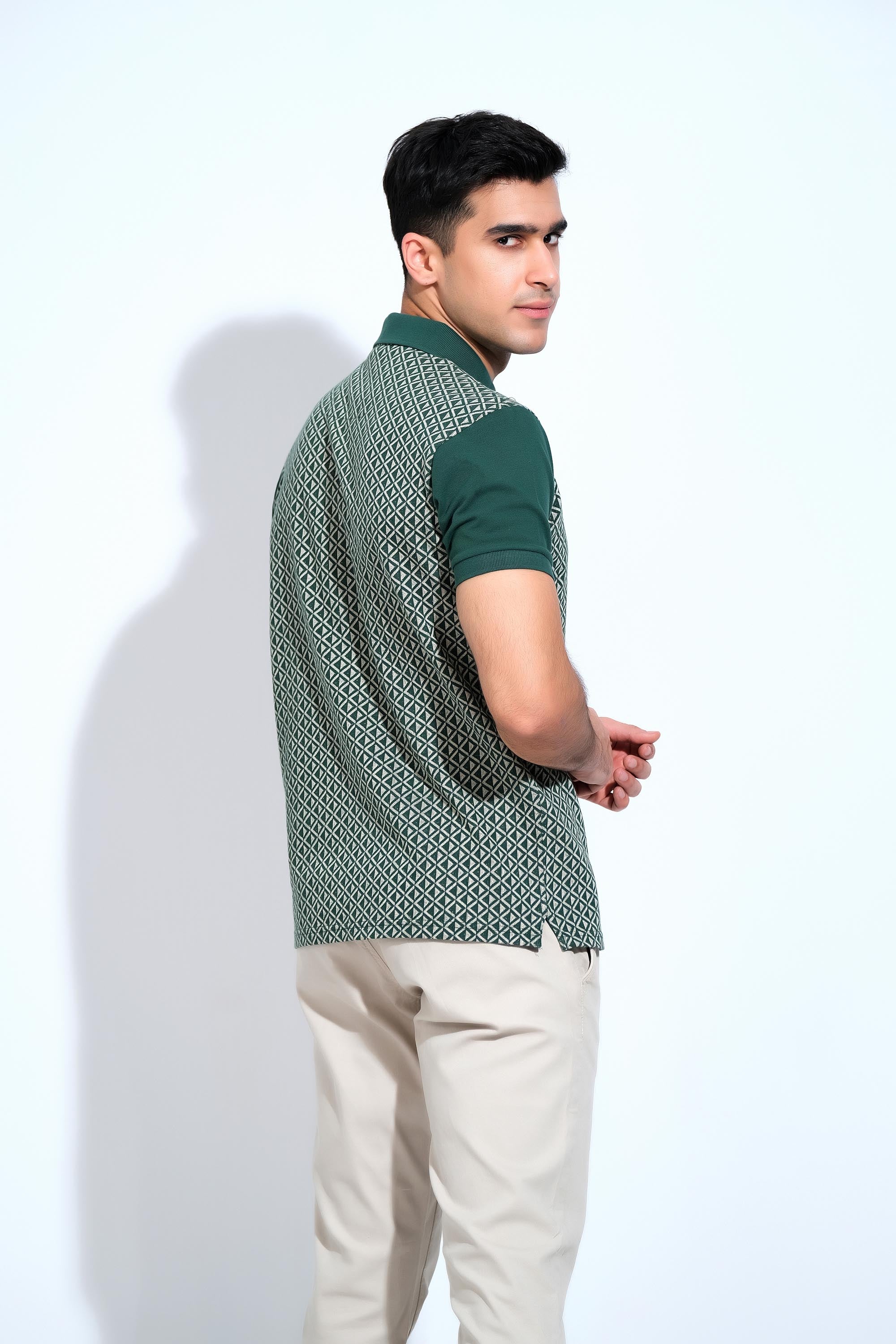 Green & White Dotted T-Shirt