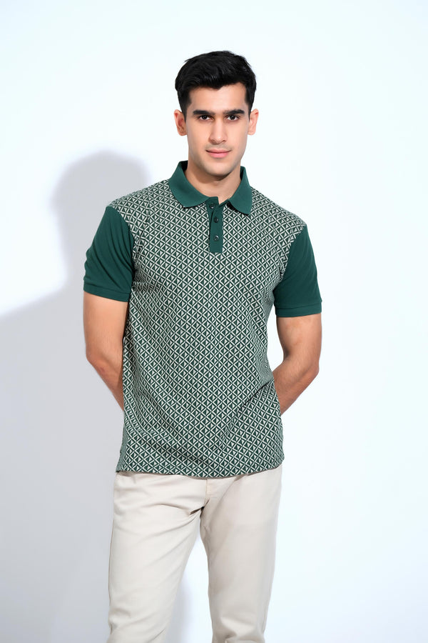 Green & White Dotted T-Shirt