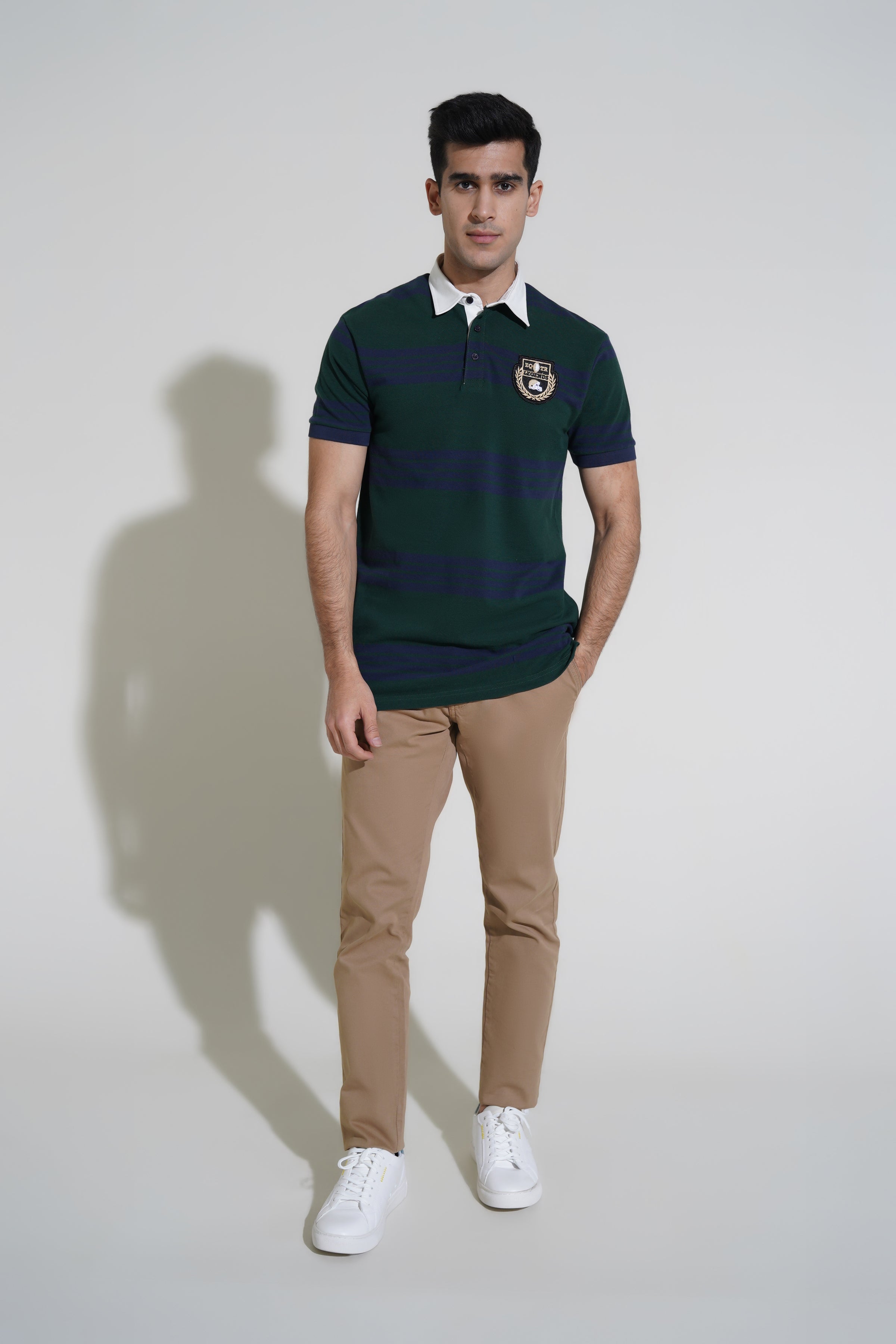 Green Striped Polo Shirt