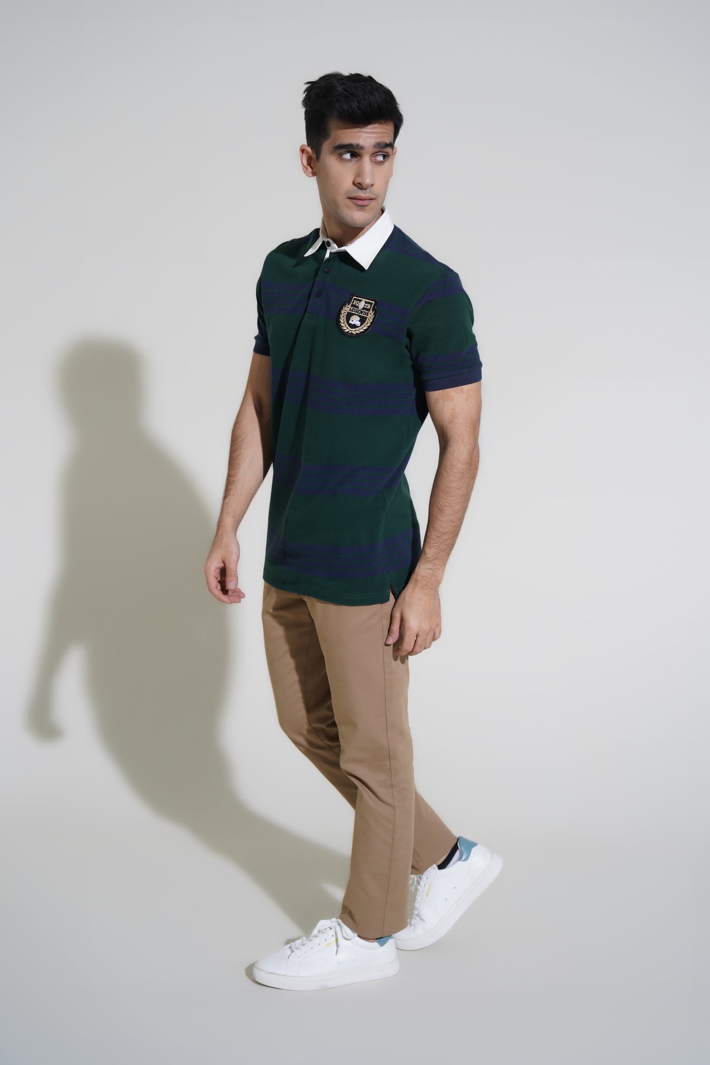 Green Striped Polo Shirt