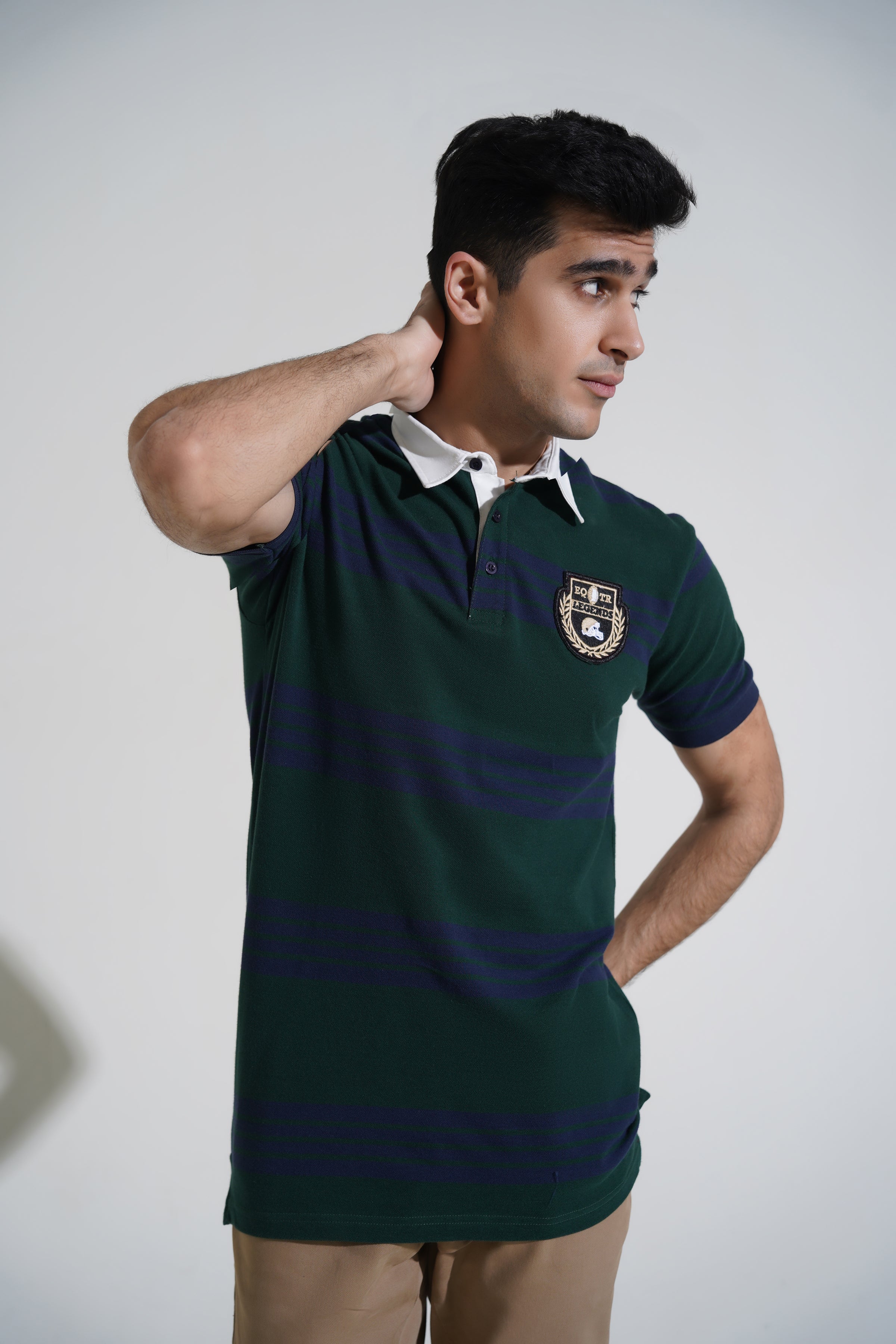 Green Striped Polo Shirt