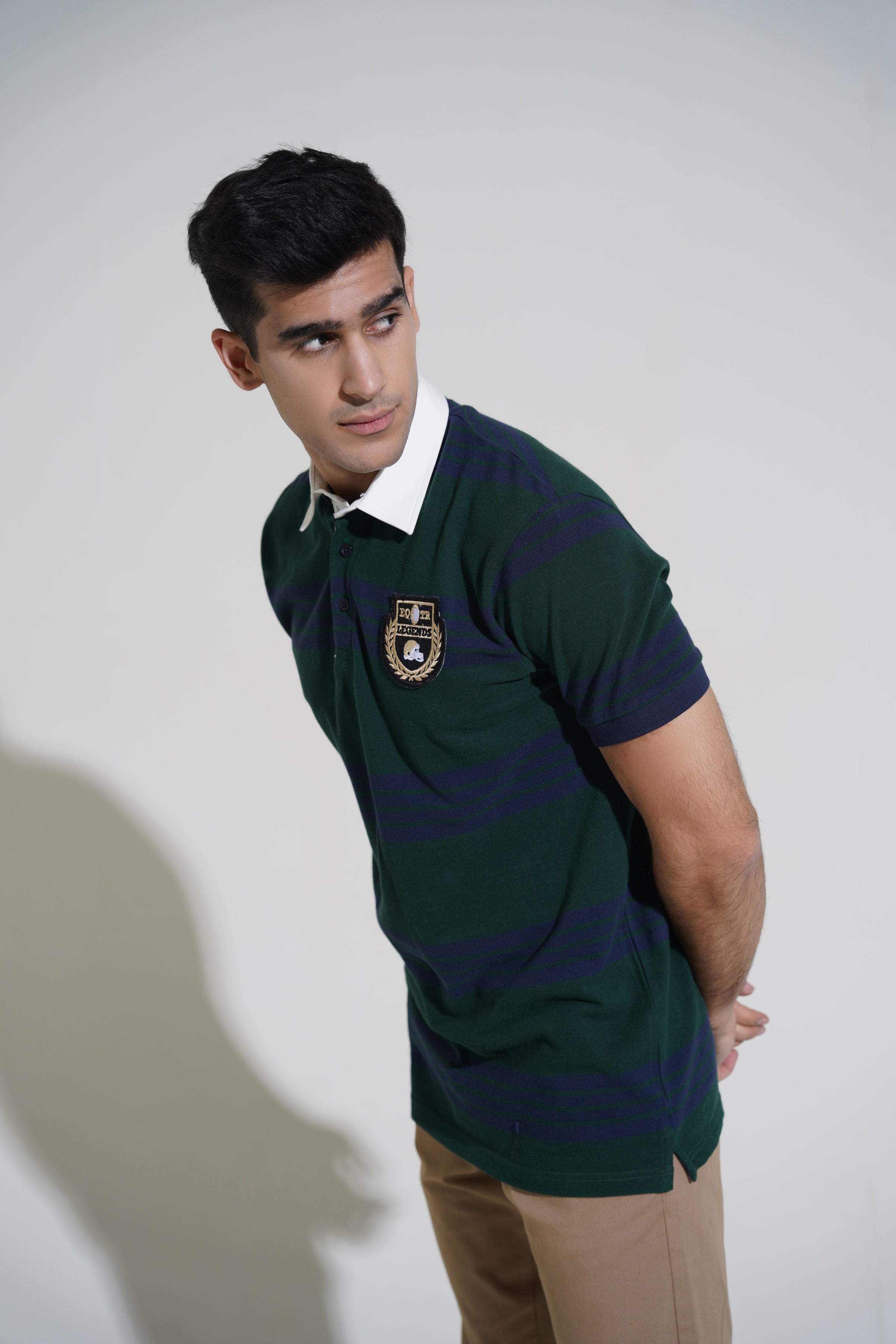 Green Striped Polo Shirt