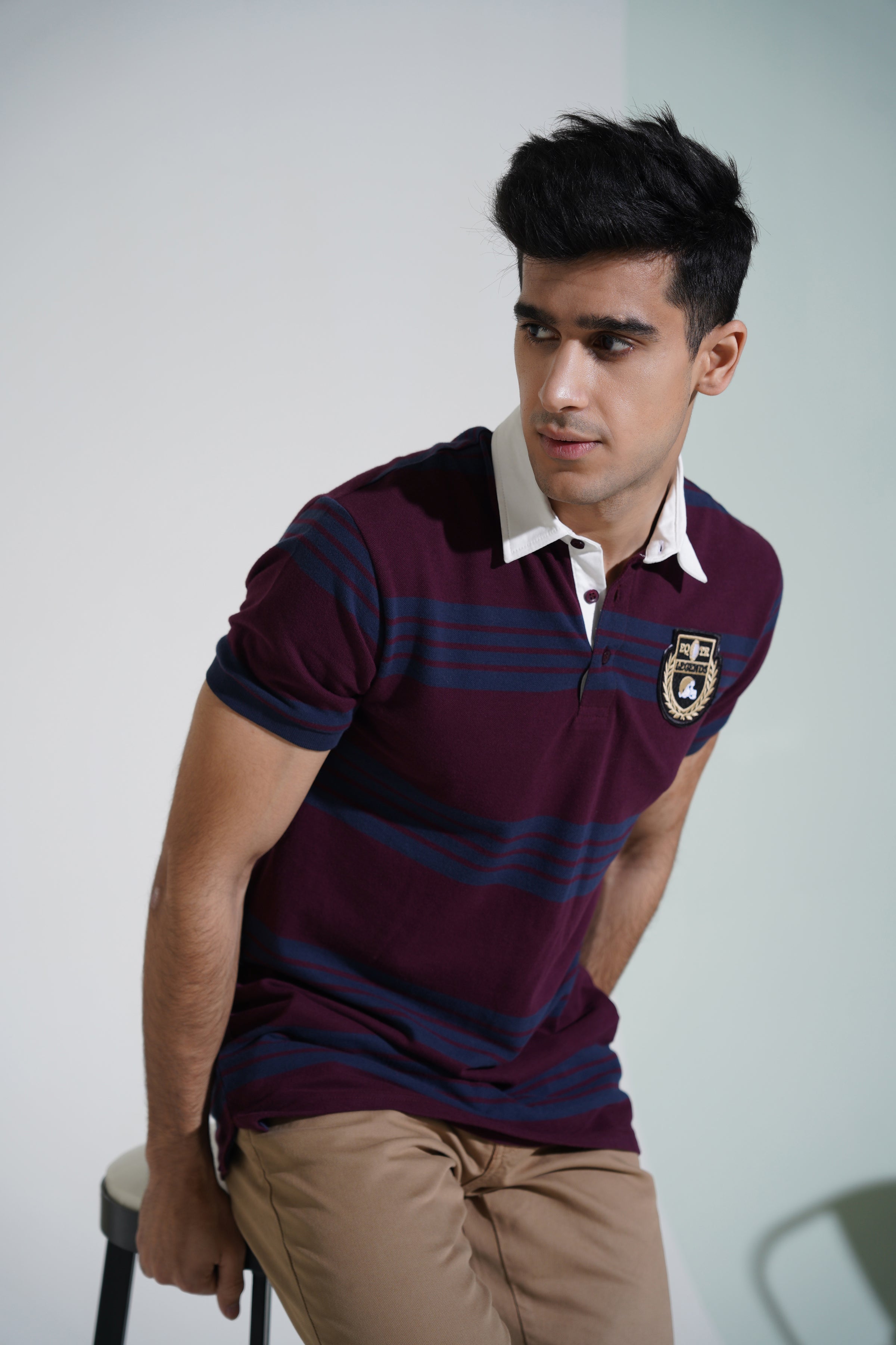 Purple Striped Polo Shirt