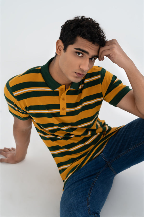 Mustard and Green Lining Polo