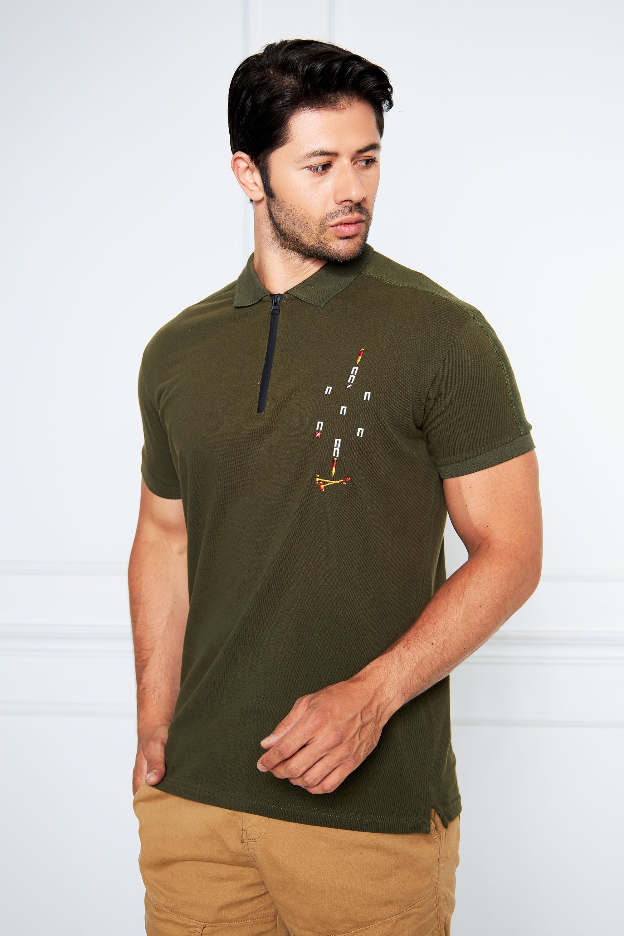 Olive T Shirt Collar HS