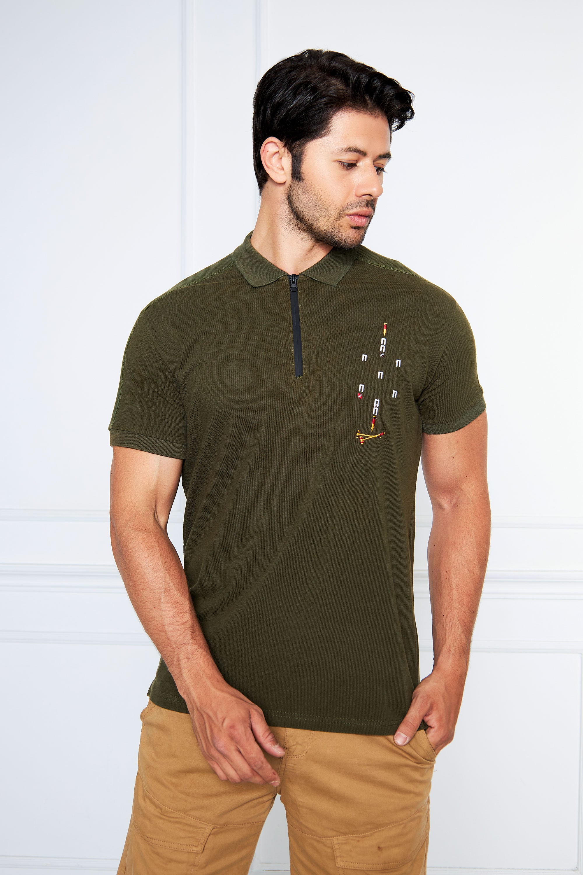 Olive T Shirt Collar HS