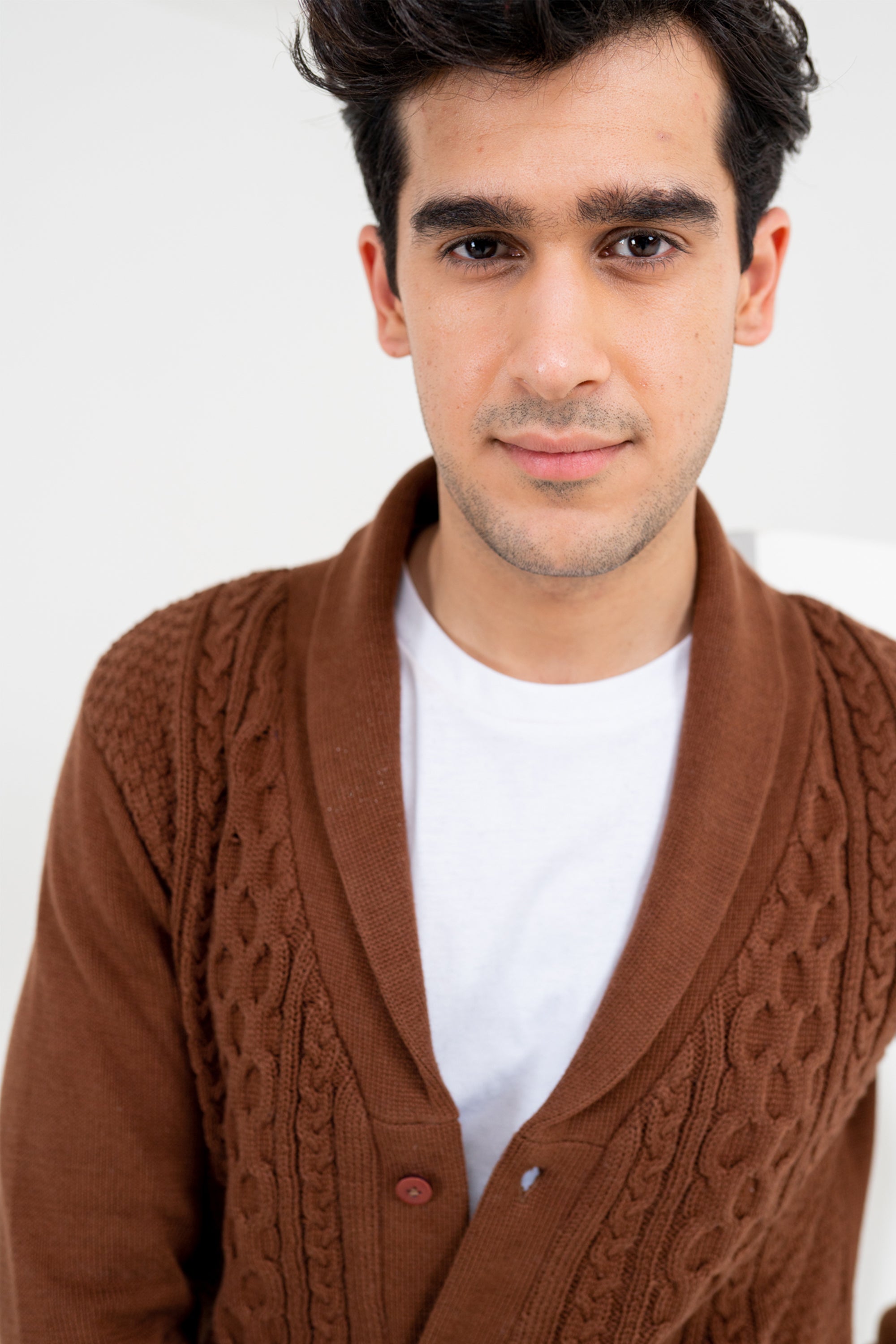 Brown Cable Knit Cardigan