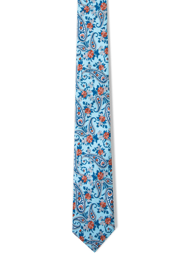 Sky Blue Floral Tie Loose