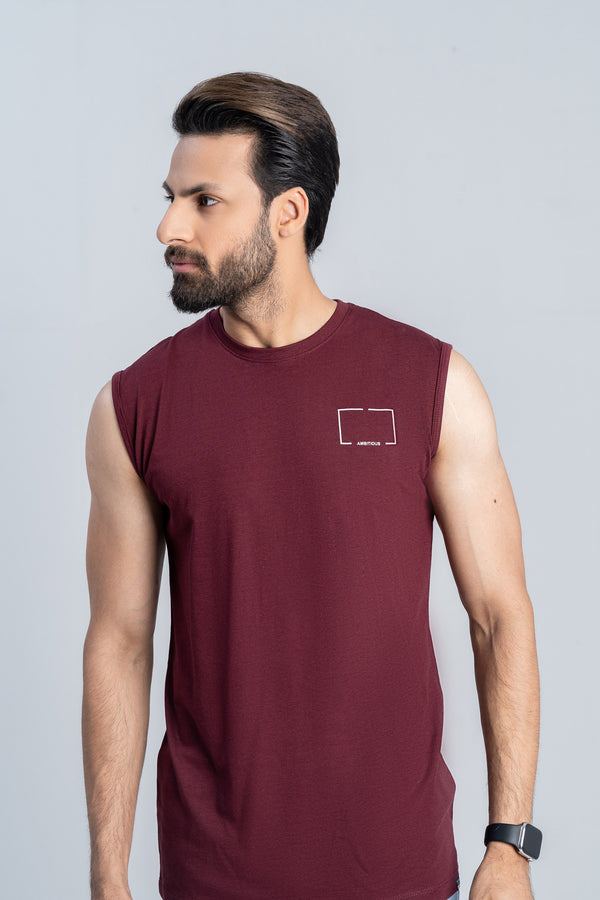Sleeveless Maroon T-Shirt