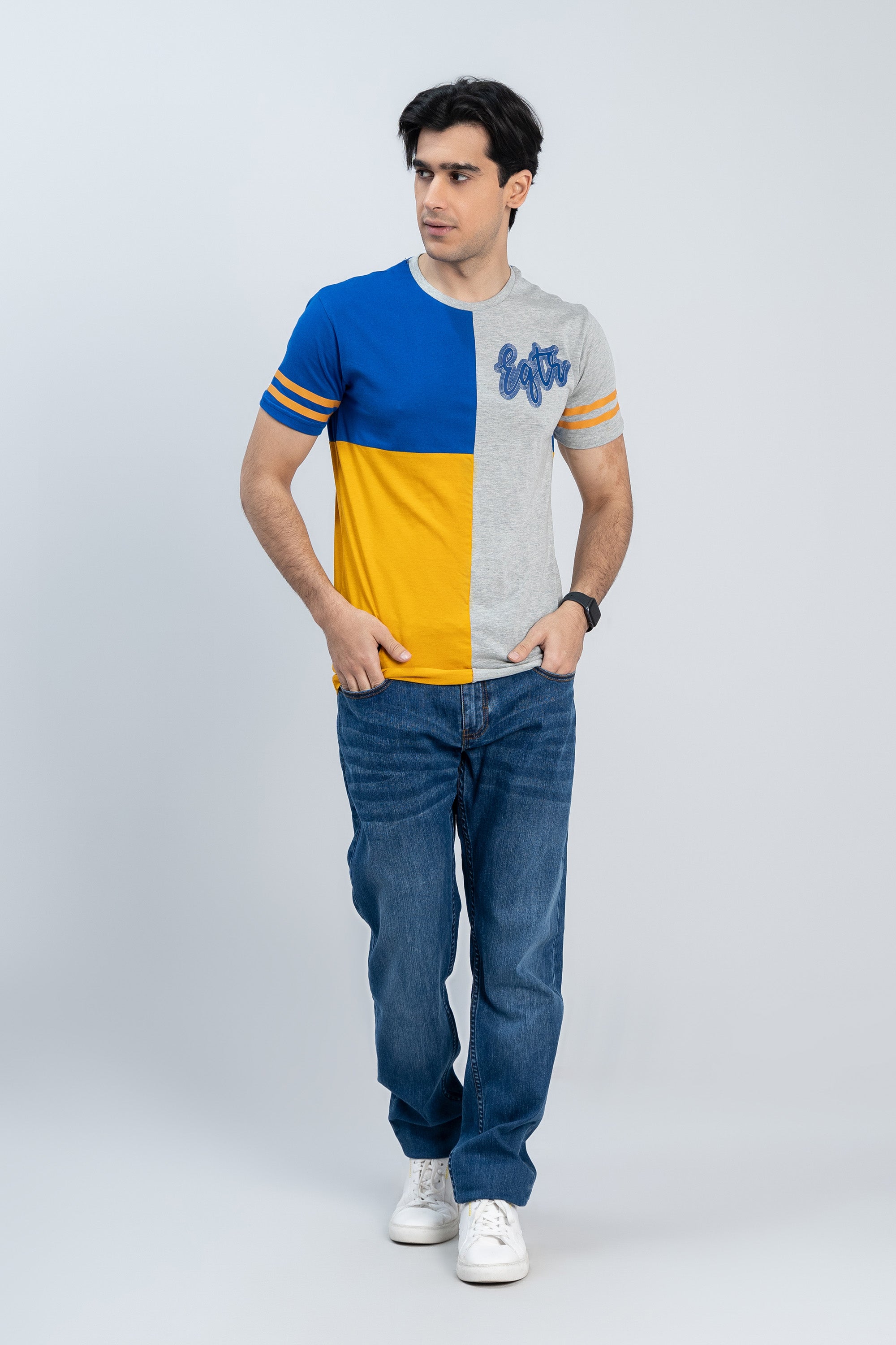 Grey-Blue-Yellow T-Shirt