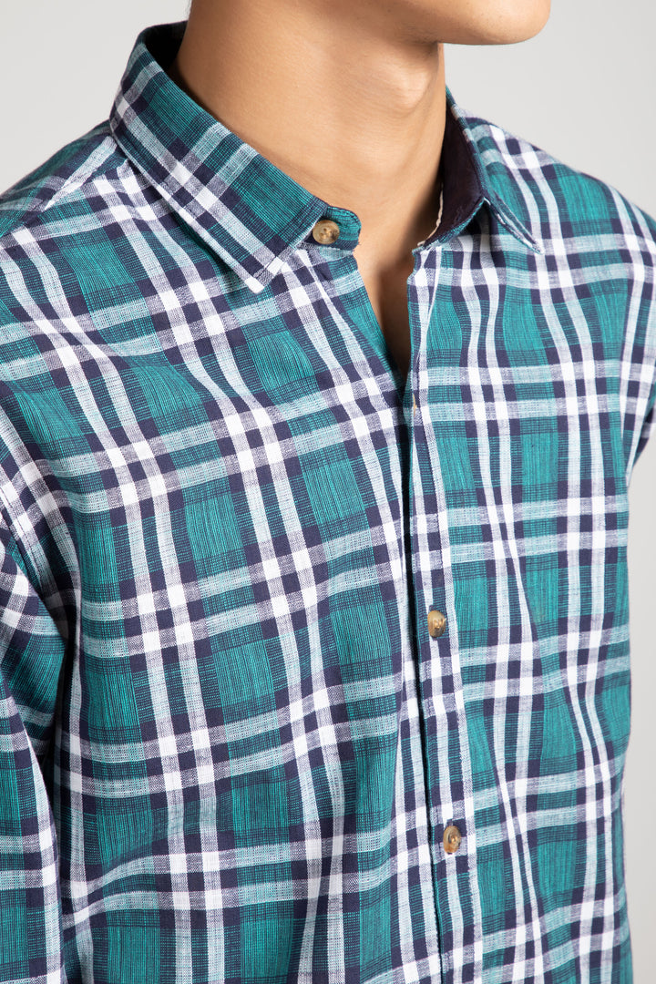 Teal Plaid Shirt Equator