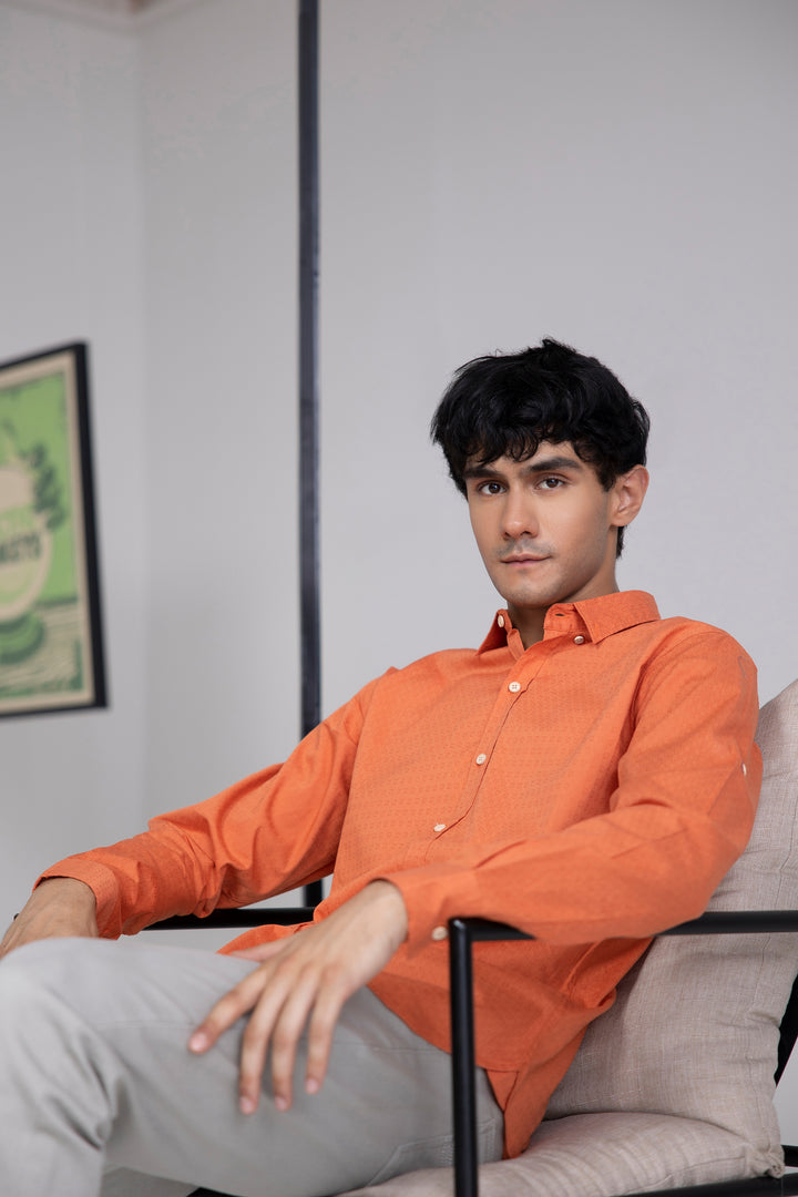 Orange Jacquard Shirt Equator