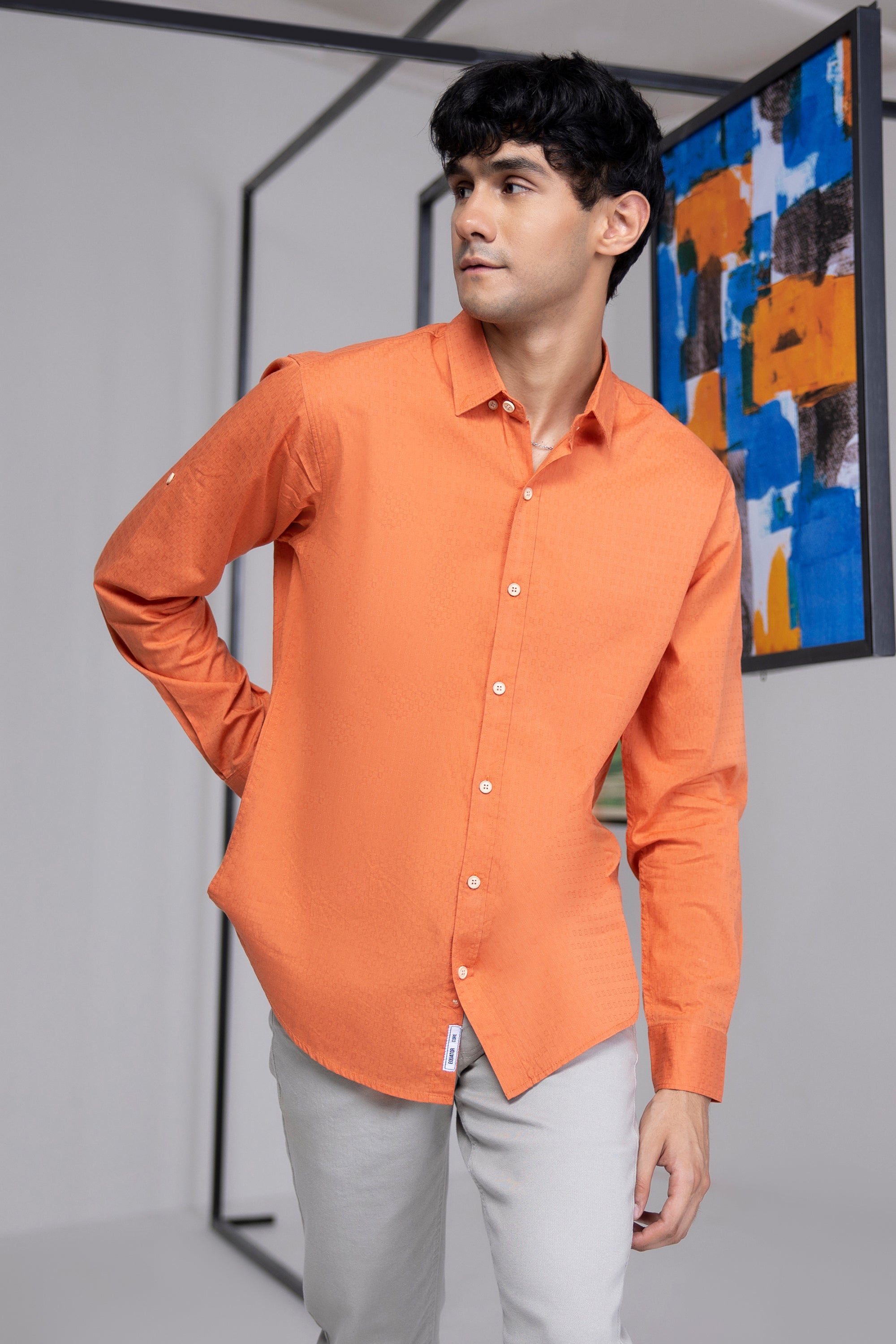 Orange Jacquard Shirt
