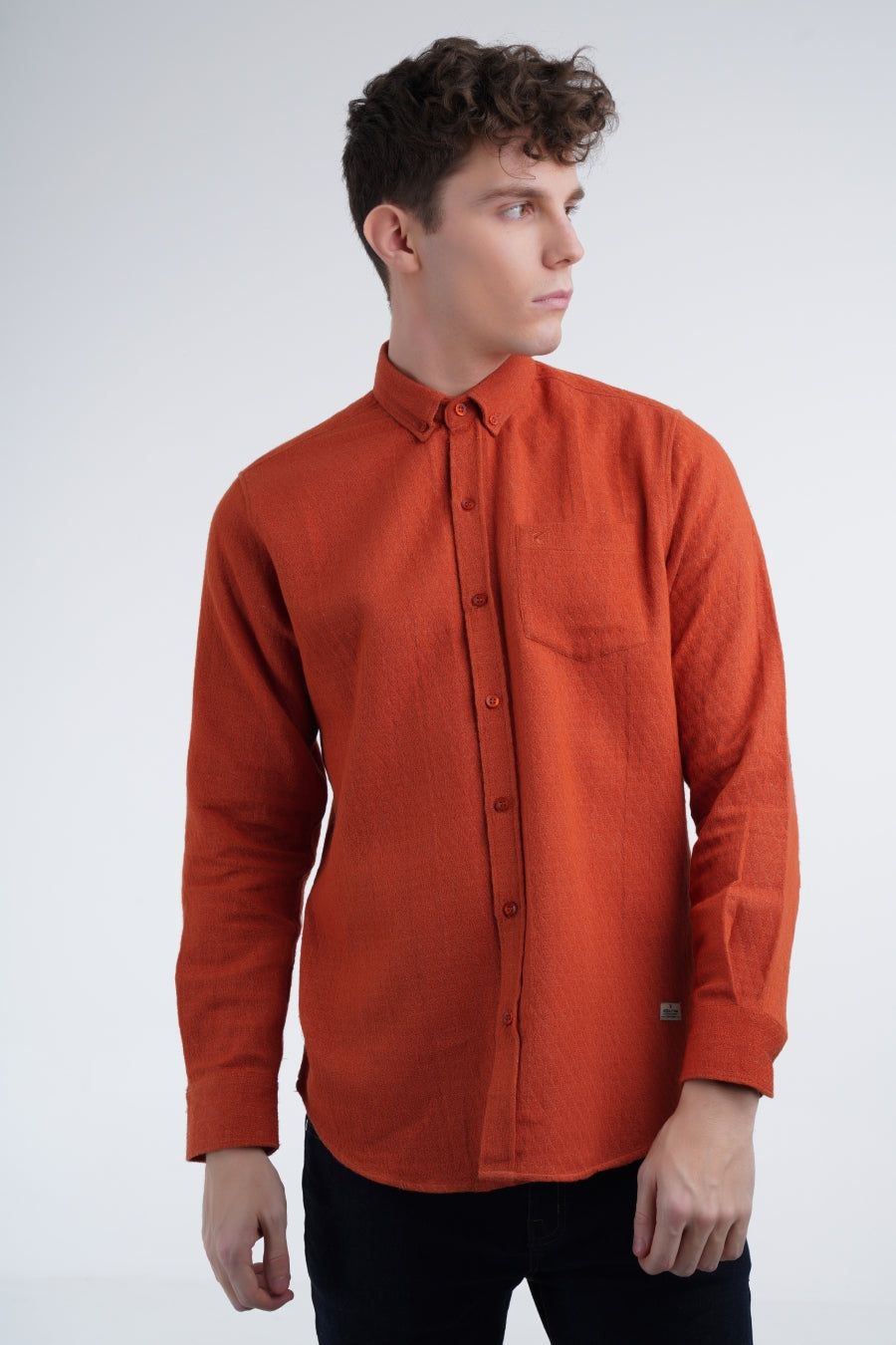 Orange Textured Shirt