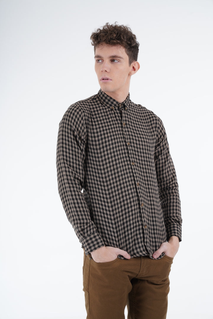 Brown Pincheck Shirt Equator