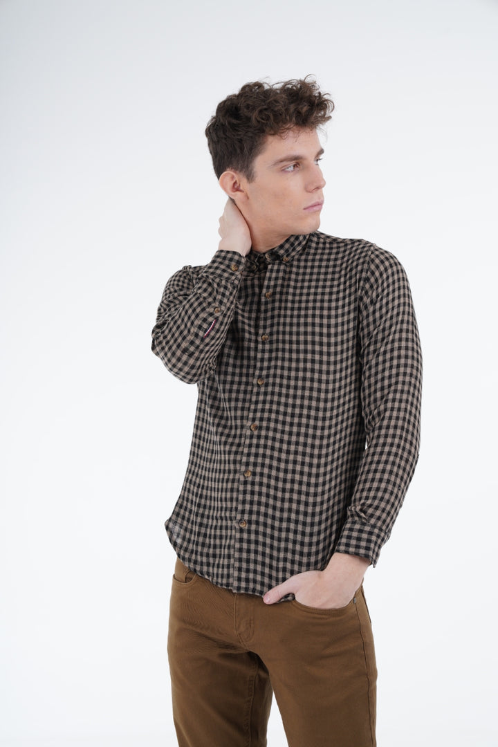 Brown Pincheck Shirt Equator