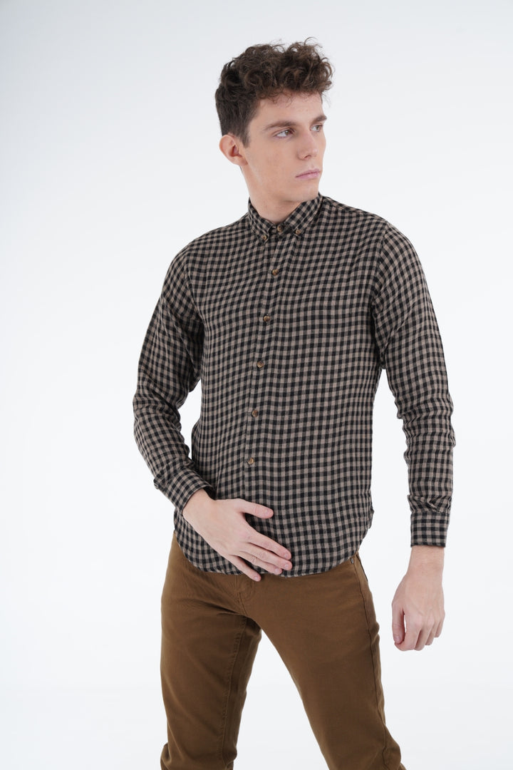 Brown Pincheck Shirt Equator