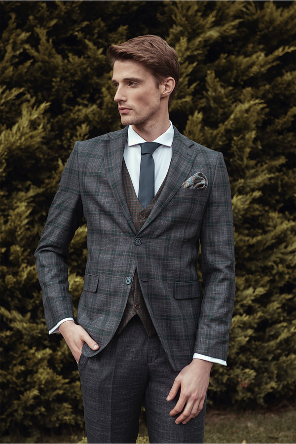 Ashen Gray Suit-3pcs-Made In Turkey