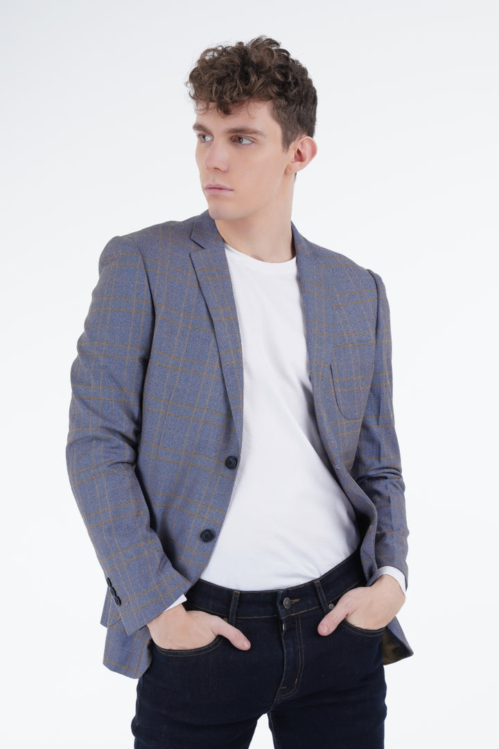 Brown Plaid Blazer Equator