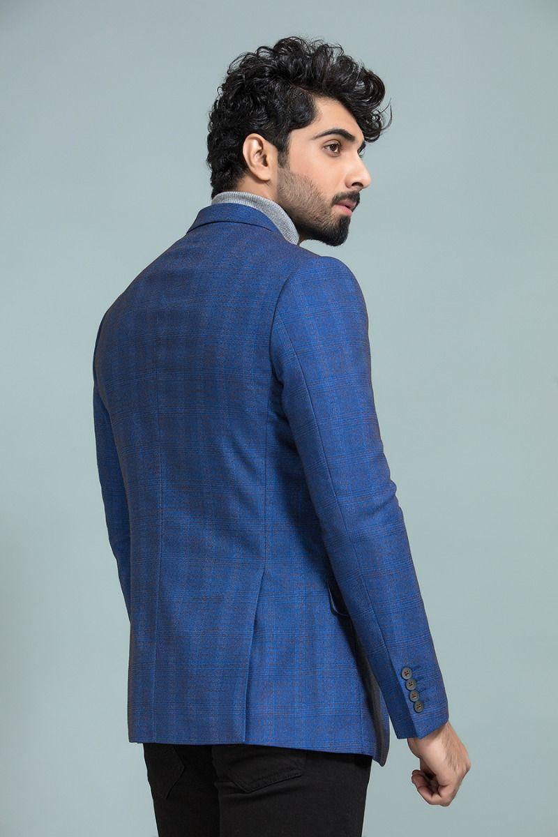 Infused Blue Checked Blazer - Equator Stores