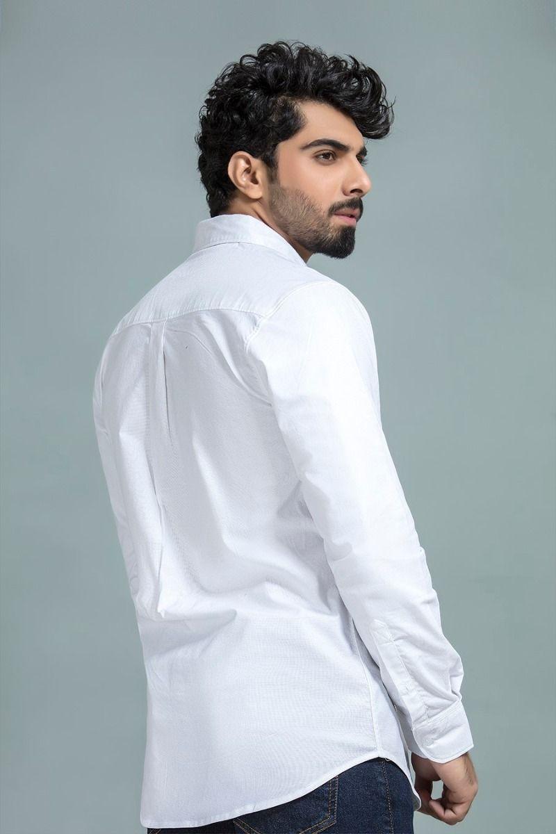 Solid White Woven Shirt - Equator Stores