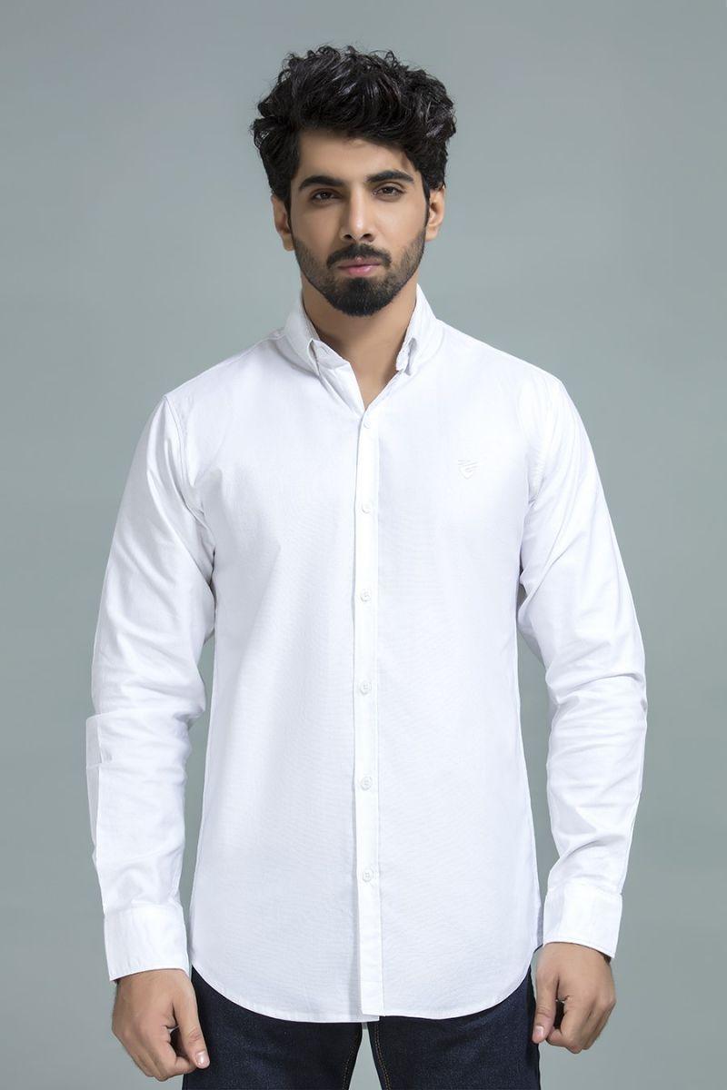 Solid White Woven Shirt - Equator Stores