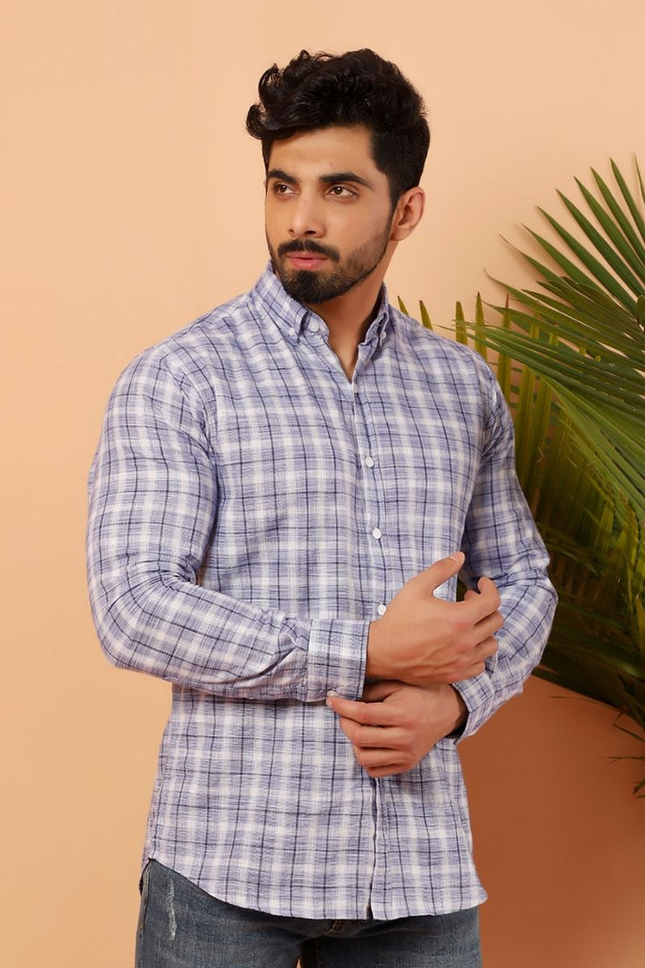 Blue Tartan Casual Shirt FS Slim Fit Equator