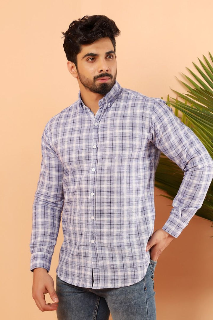 Blue Tartan Casual Shirt FS Slim Fit Equator