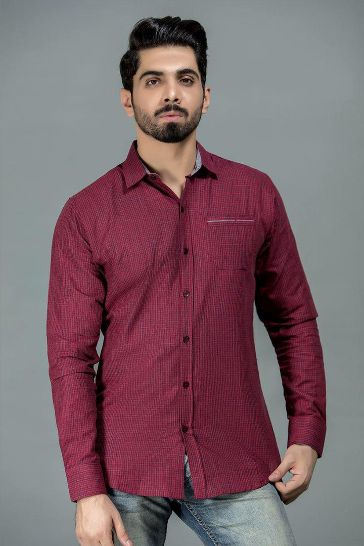 Maroon Gingham Shirt - Equator Stores