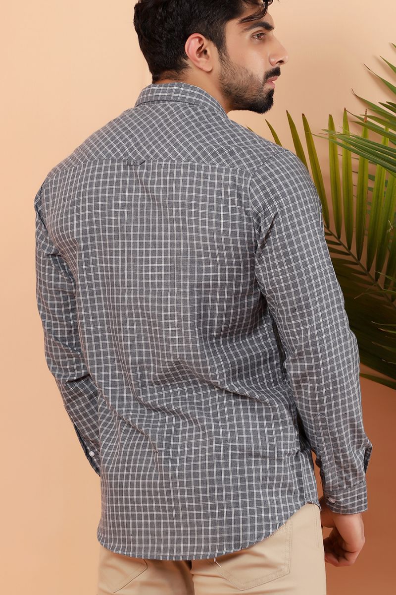 Grey Checkered Casual Shirt FS Regular Fit