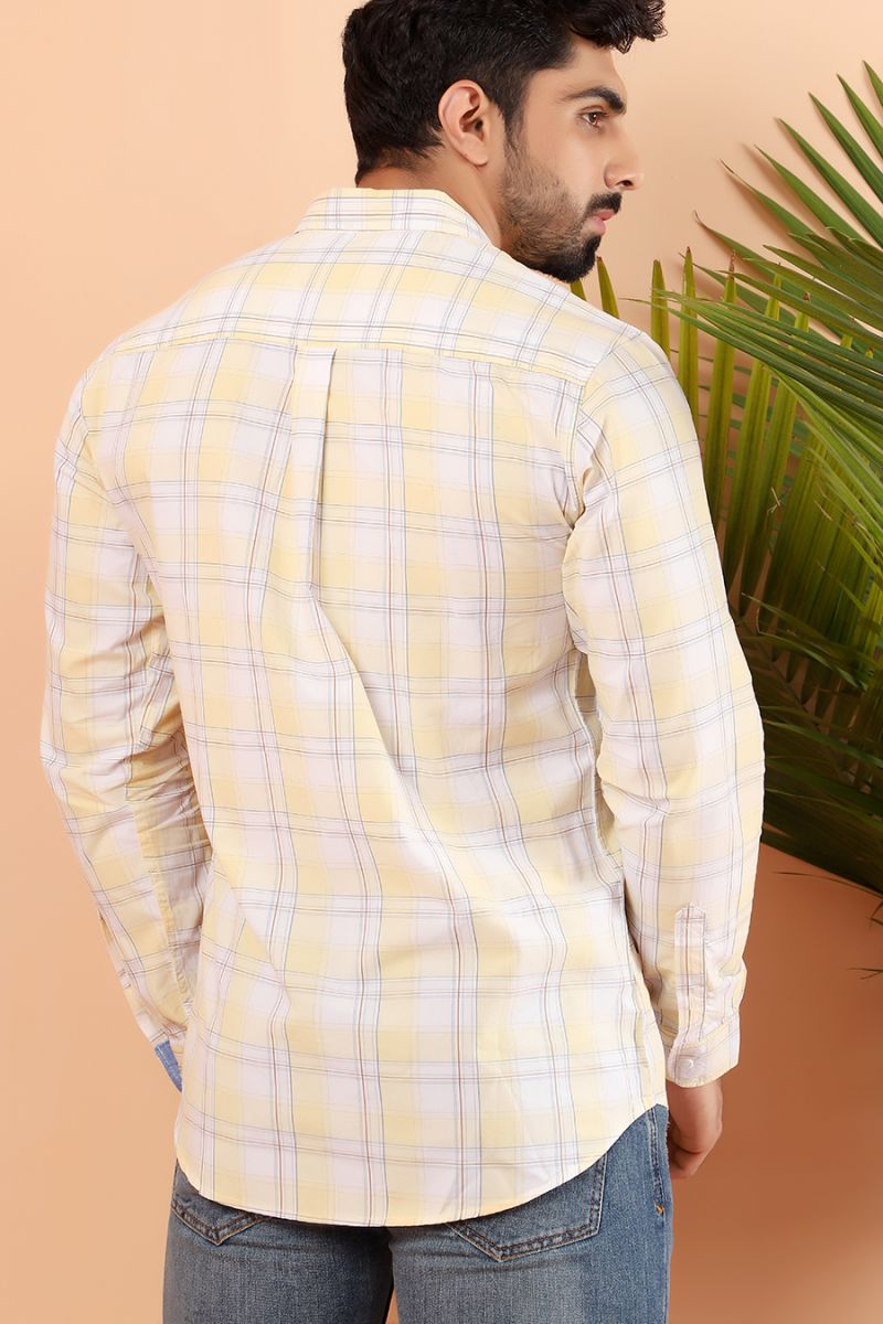 Yellow Windowpane Casual Shirt FS Regular Fit