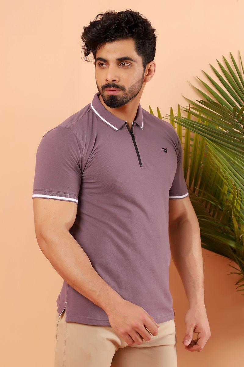 Purple Zipped Polo - Equator Stores