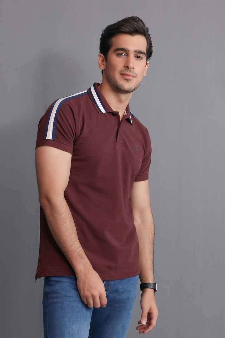 WINE STRIPED POLO Equator