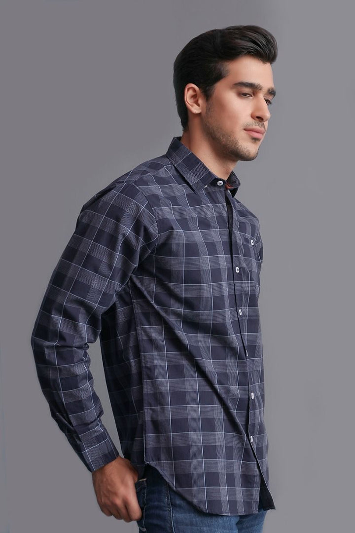 NAVY MADRAS CHECK SHIRT Equator