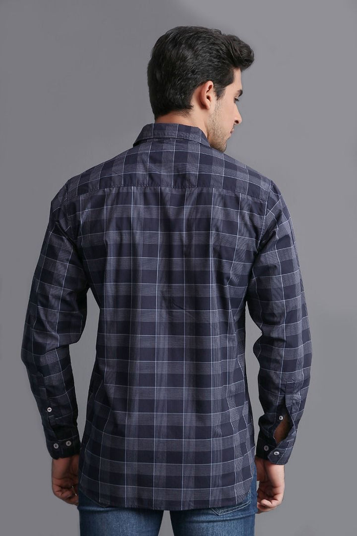 NAVY MADRAS CHECK SHIRT Equator