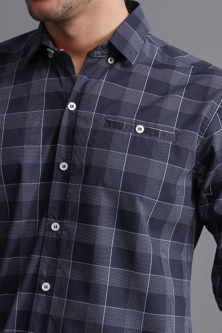 NAVY MADRAS CHECK SHIRT Equator