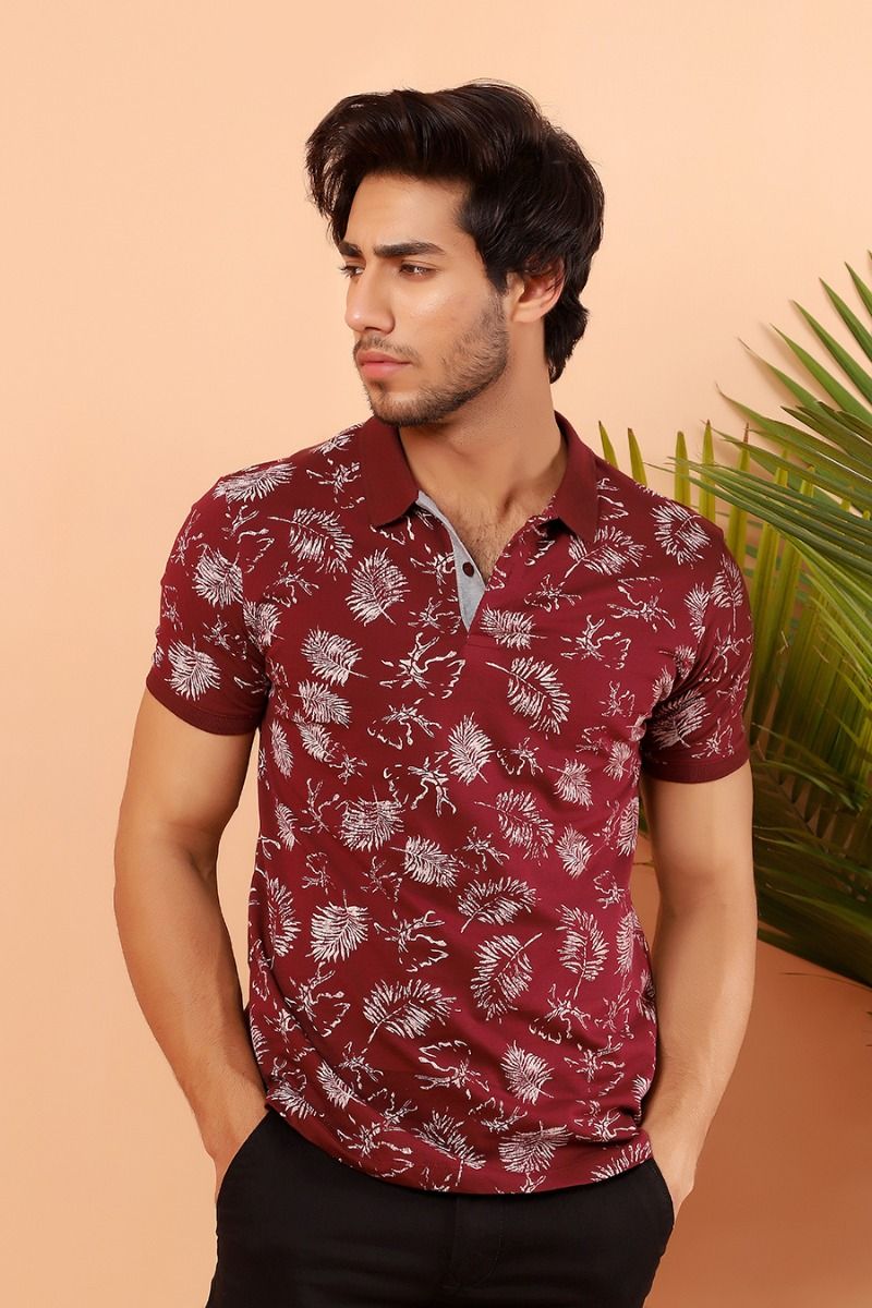 Maroon Feather Polo