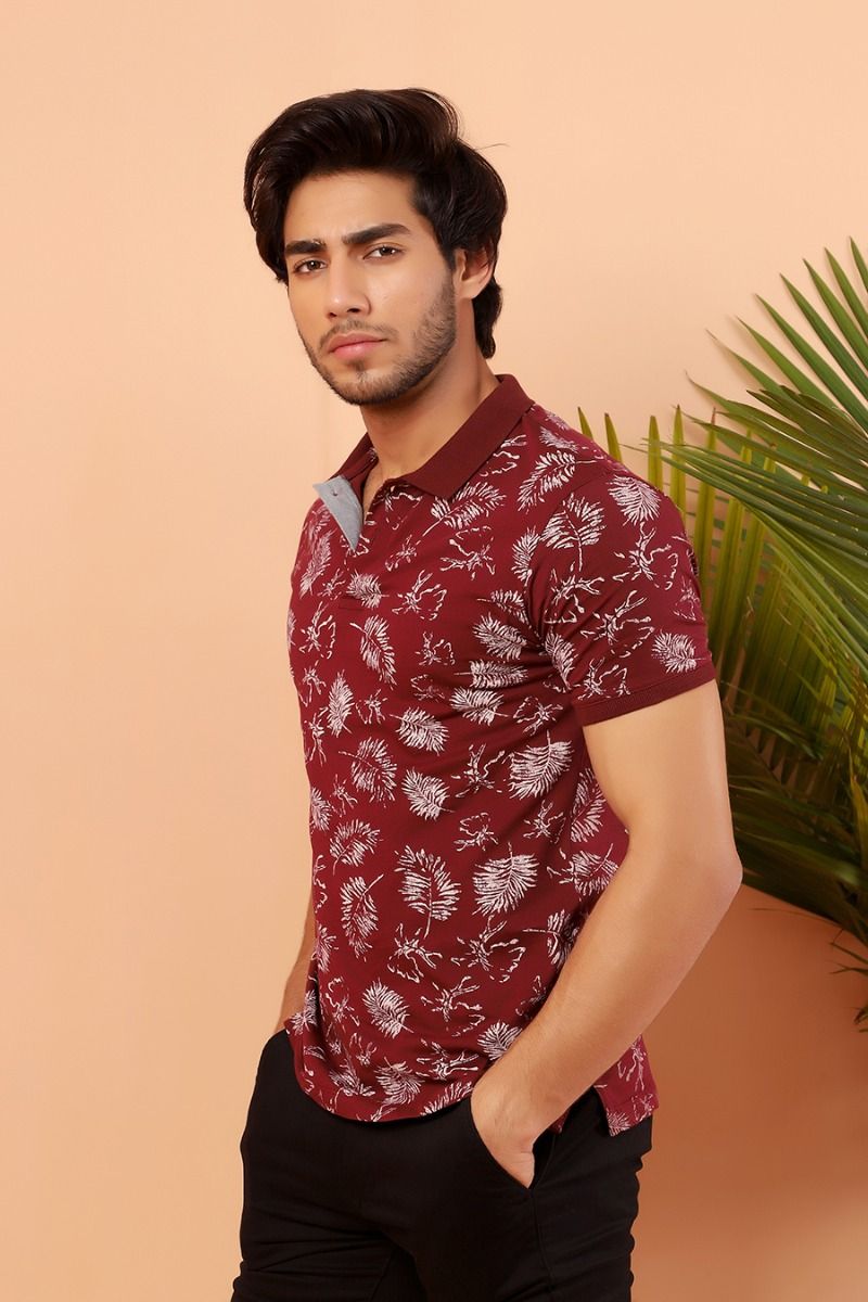 Maroon Feather Polo