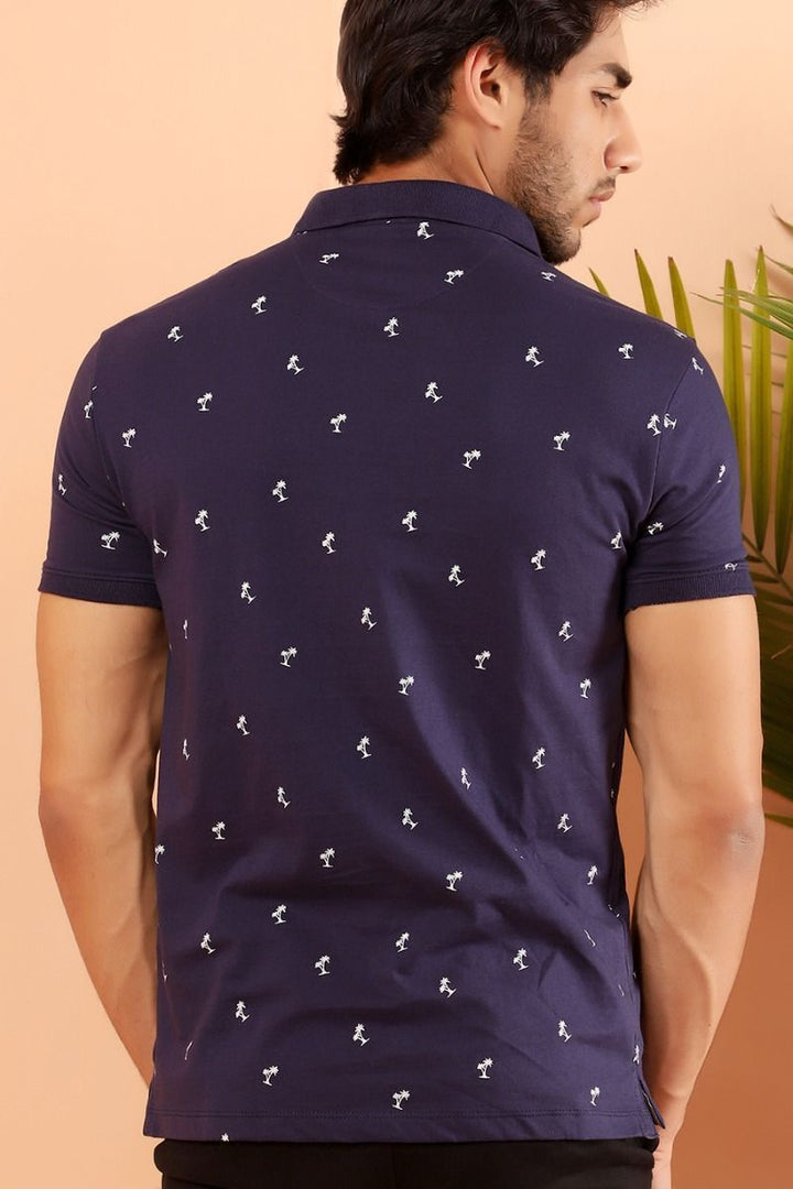 Navy Printed Polo Equator