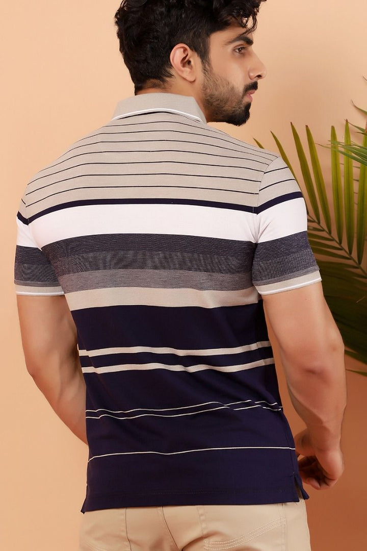 Beige Striped Polo Equator