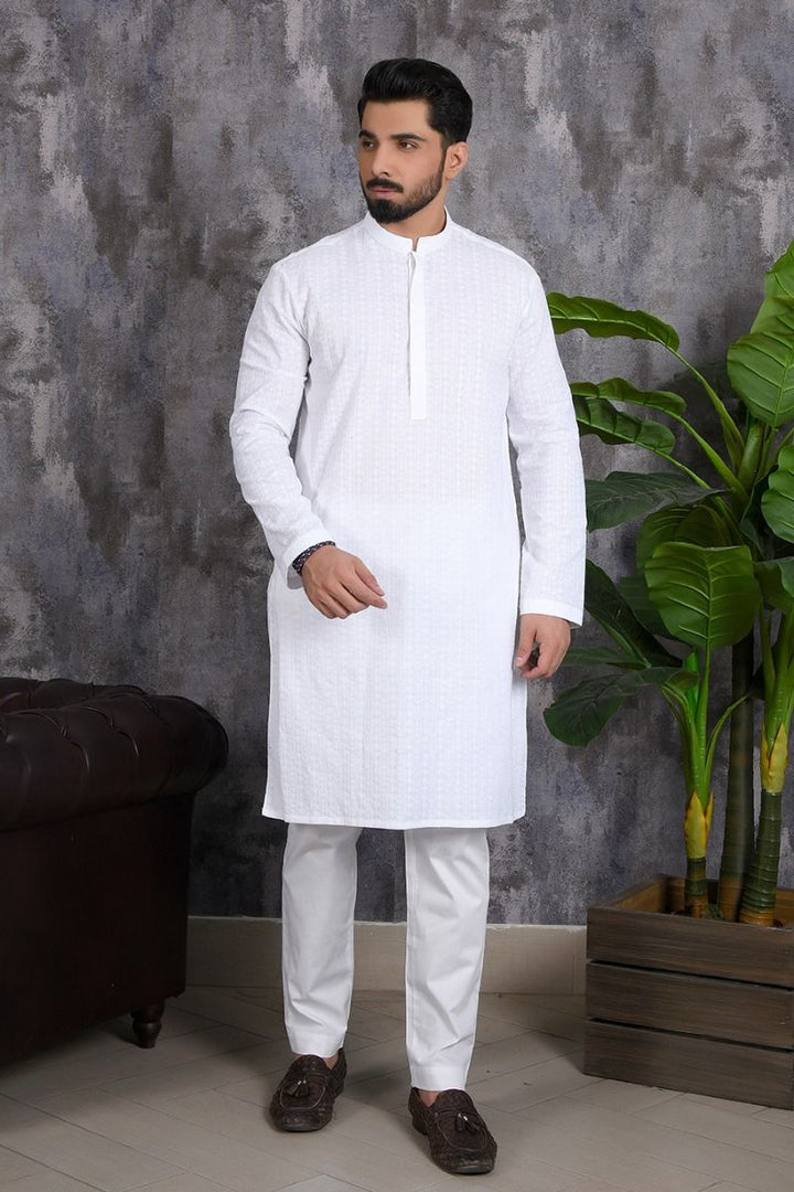 White Qaftan Cotton Kurta Equator